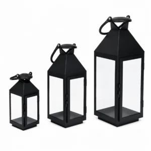 Pack 3 faroles rectangulares negro metalizado